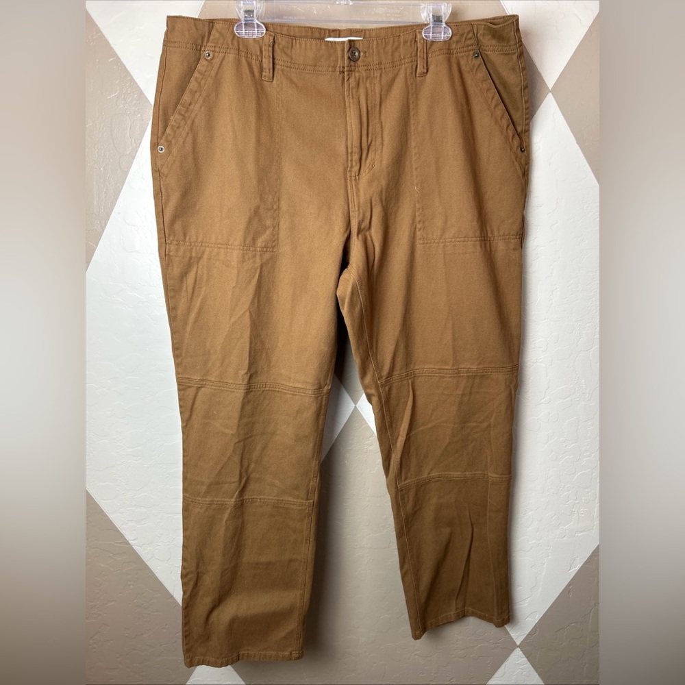 Frye & Co. Pants Mens 38x30 Brown Khaki Straight Leg Slash Pocket Brushed Cotton